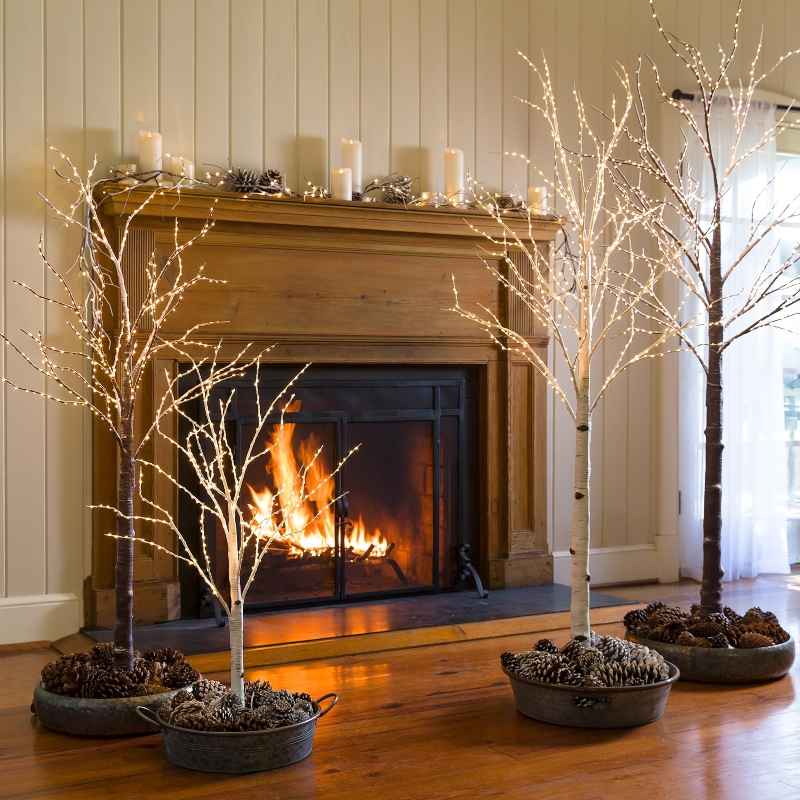 Medium Birch Tree with 600 Micro Lights, 6'H