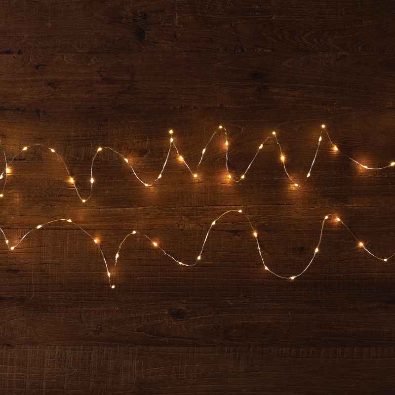 Set of 2 Warm White Micro LED Wire String Lights