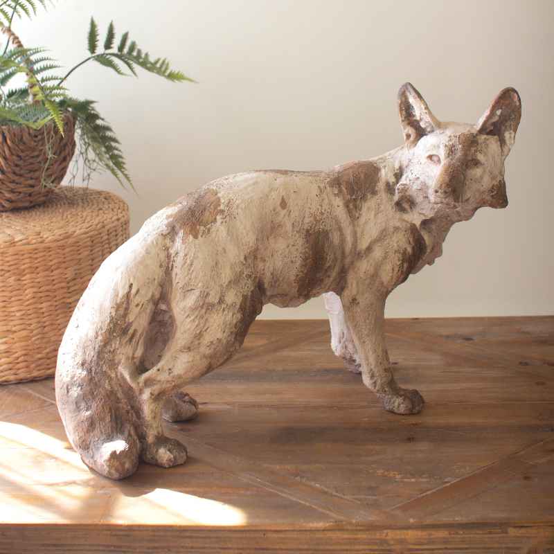 Faux Concrete Fox Statue
