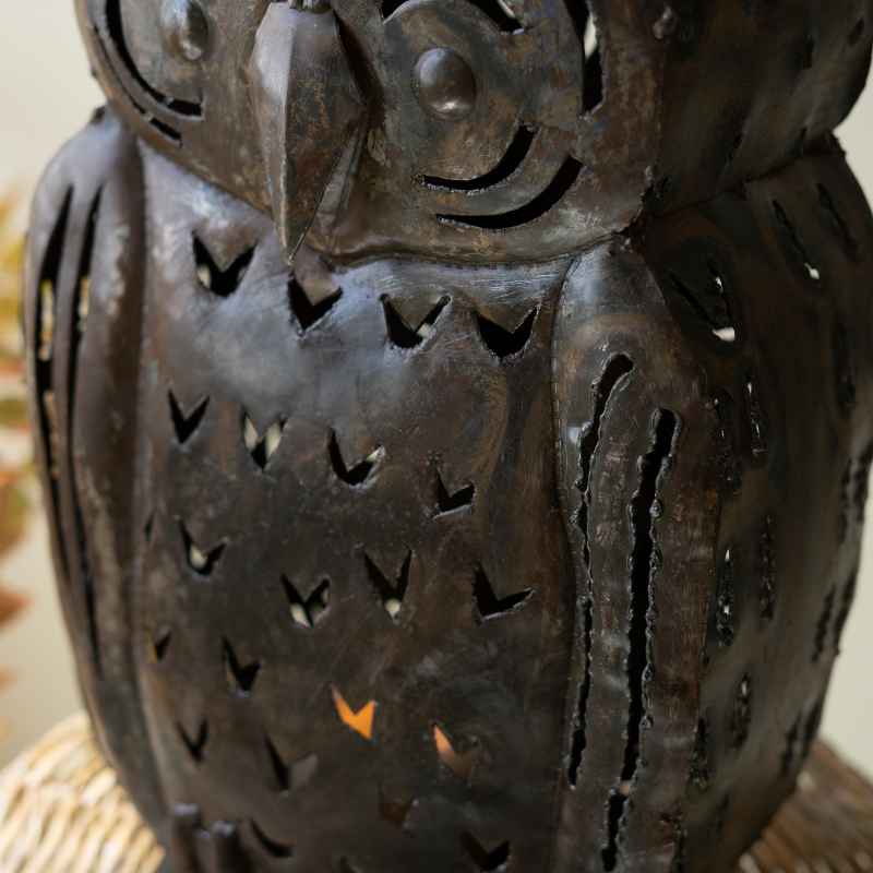 Rustic Iron Owl Luminary