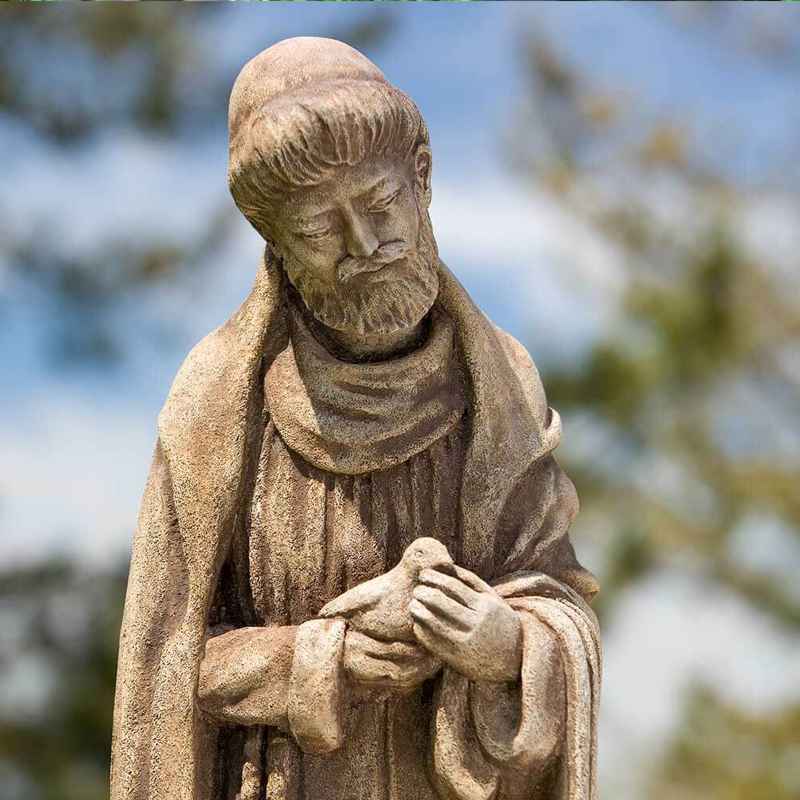 St. Francis with Baby Bird Cast Stone Statue, 36