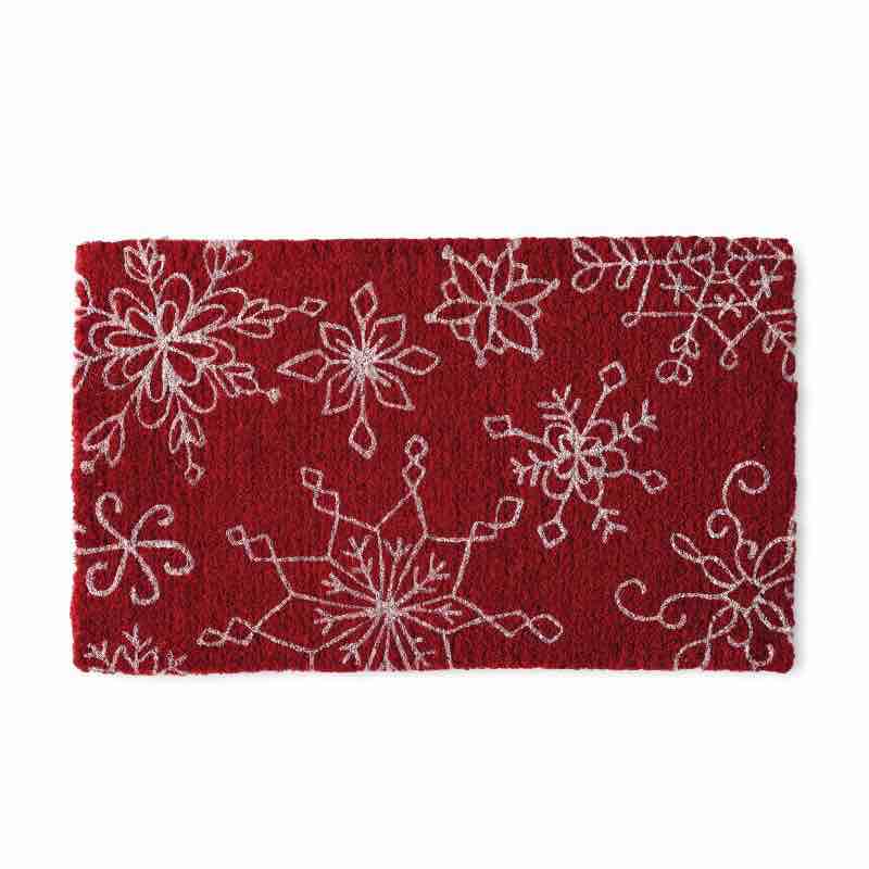 White Snowflakes Coir Mat