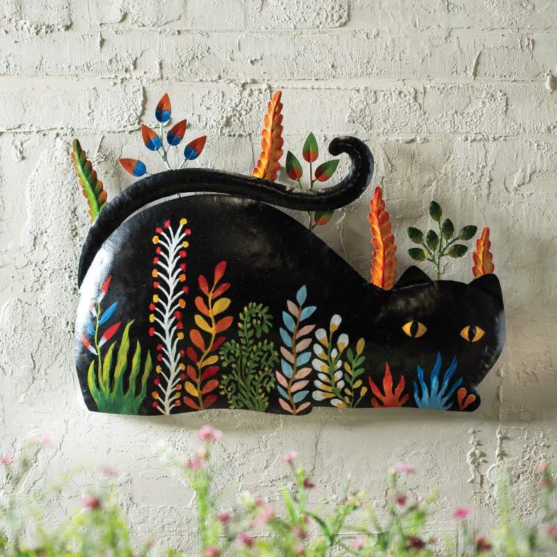 Crouching Floral Cat Wall Art