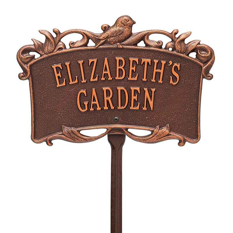 Personalized Bird Garden Plaque - Antique Copper