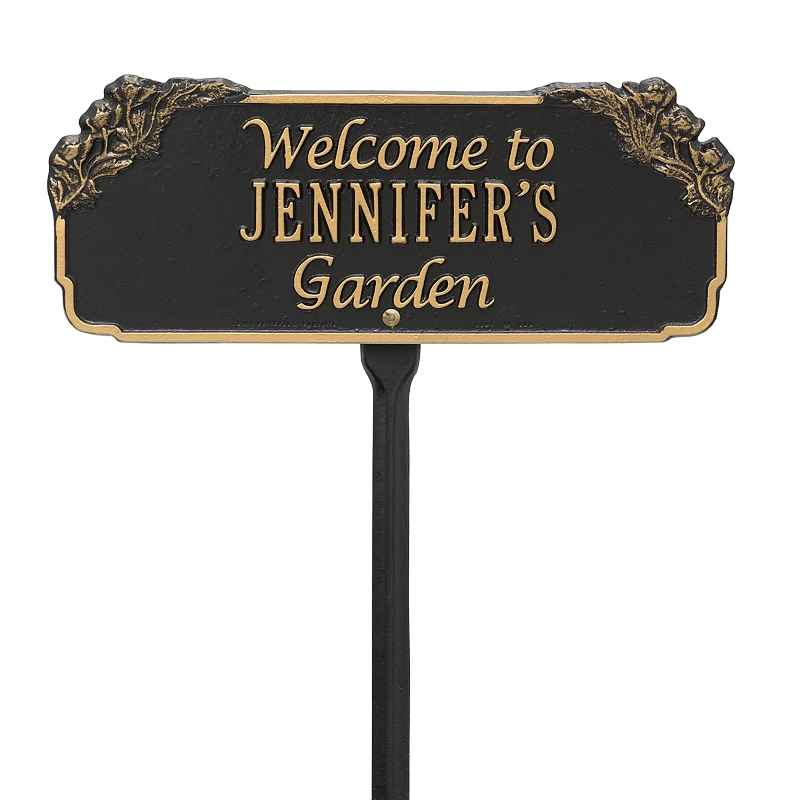 Personalized Welcome Garden Plaque - Black/Gold
