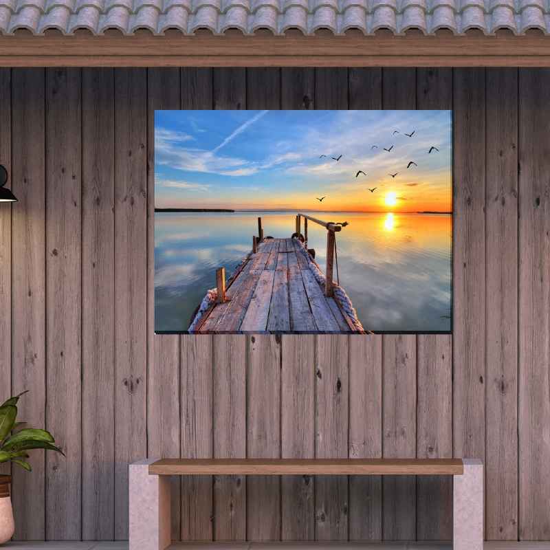Fishing Dock Outdoor Photographic Canvas Wall Art