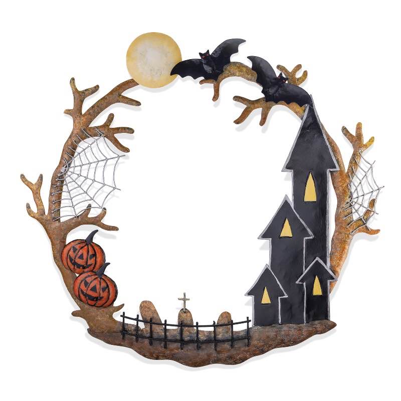 Halloween Haunted House Wreath