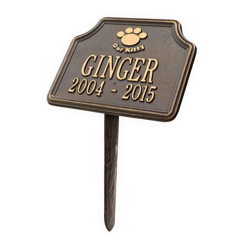 Our Kitty Customizable Metal Cat Memorial Marker Stake - Bronze