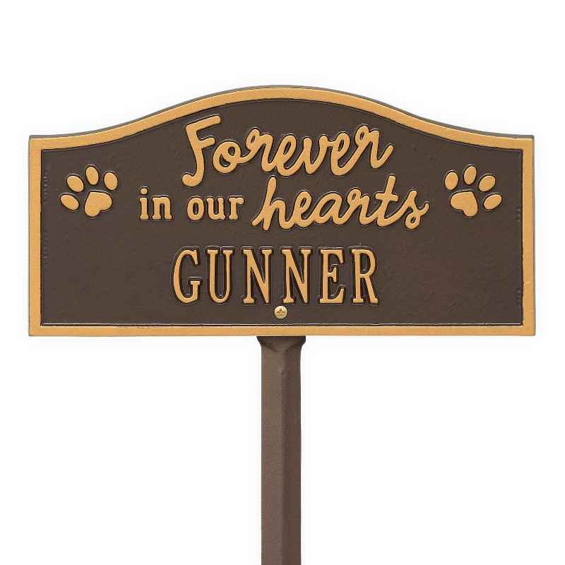 Forever In Our Hearts Customizable Metal Pet Memorial Marker Stake - Bronze
