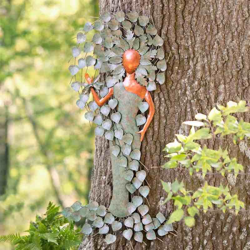 Copper and Patina-Colored Metal Green Woman Wall Art