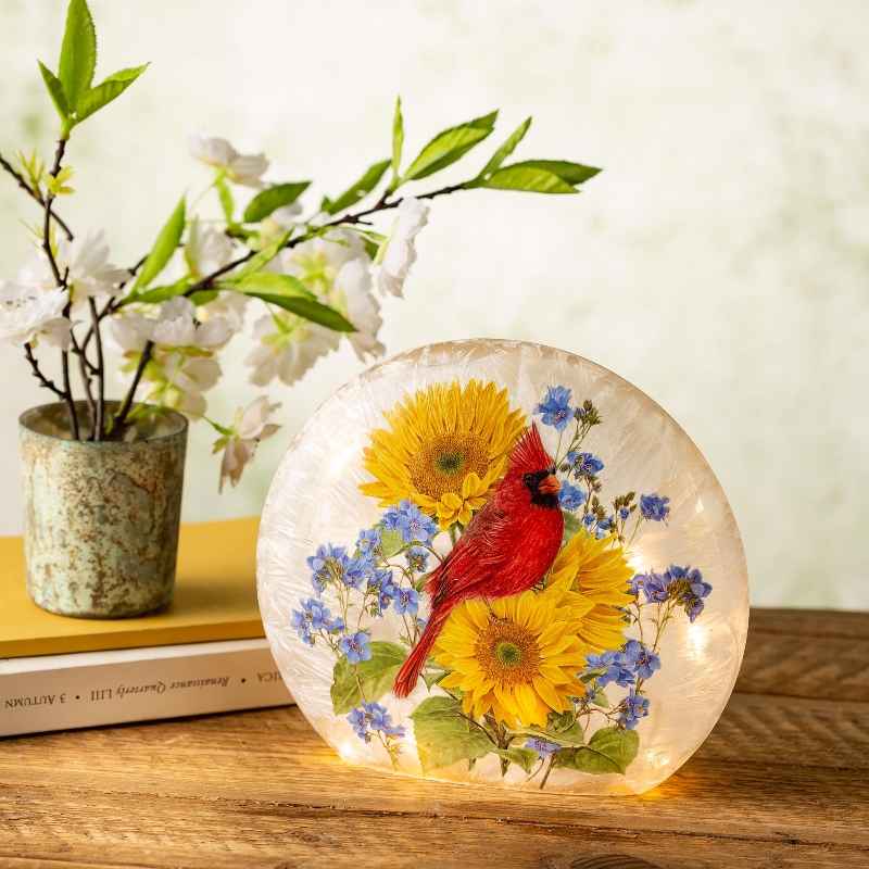 Cardinal and Flowers Light