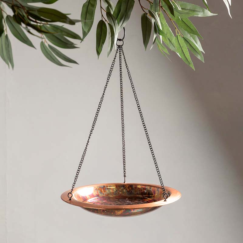 Fired Copper Hanging Birdbath