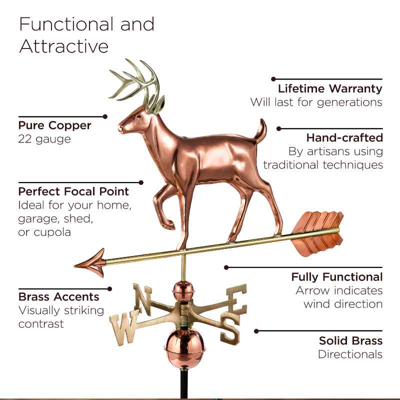Copper White Tail Buck Weathervane