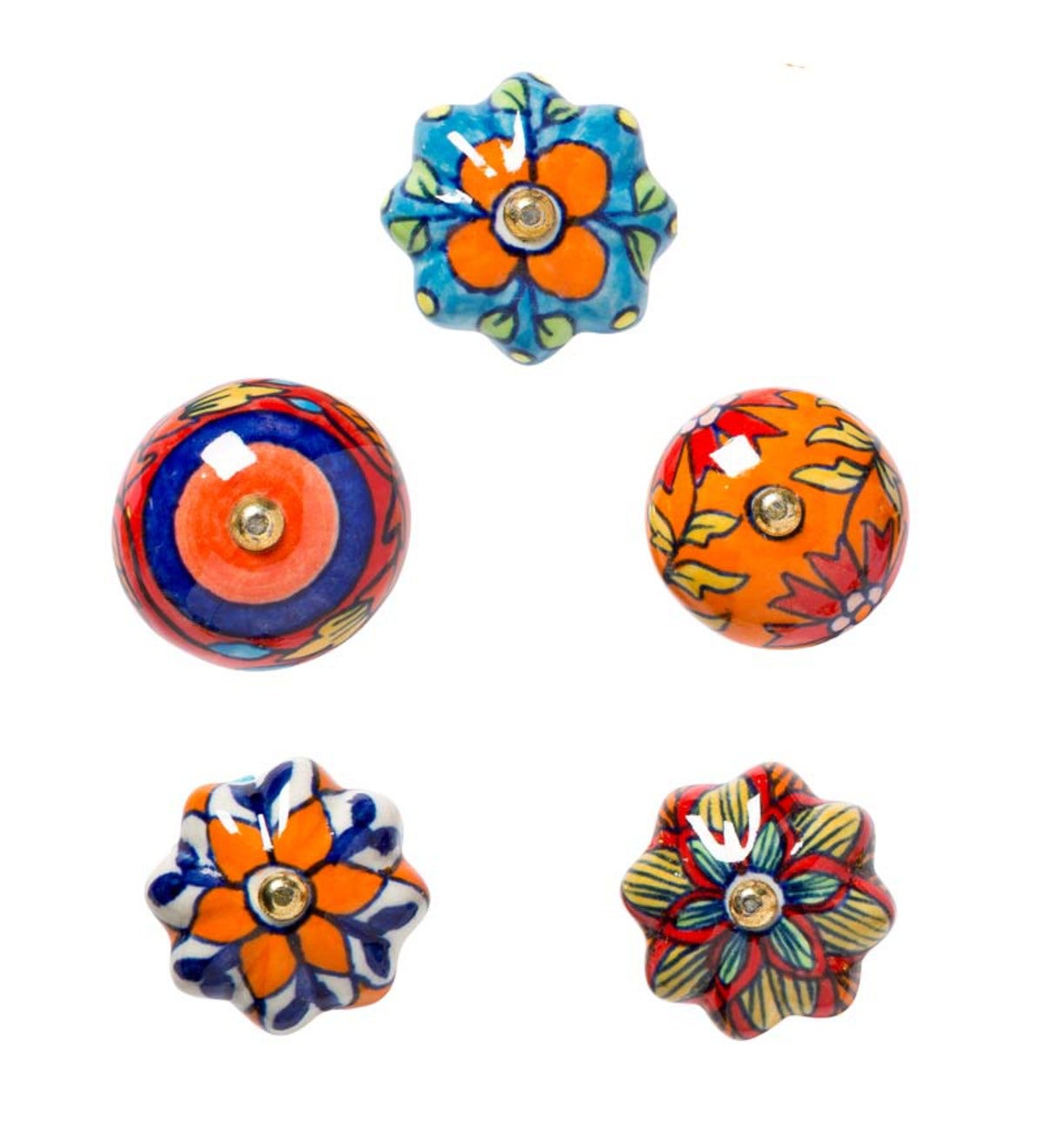 Ceramic Fiesta Knobs, Set of 5 - Red
