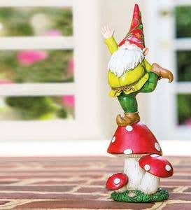 Happy Posing Gnome on Vegetable Garden Statue
