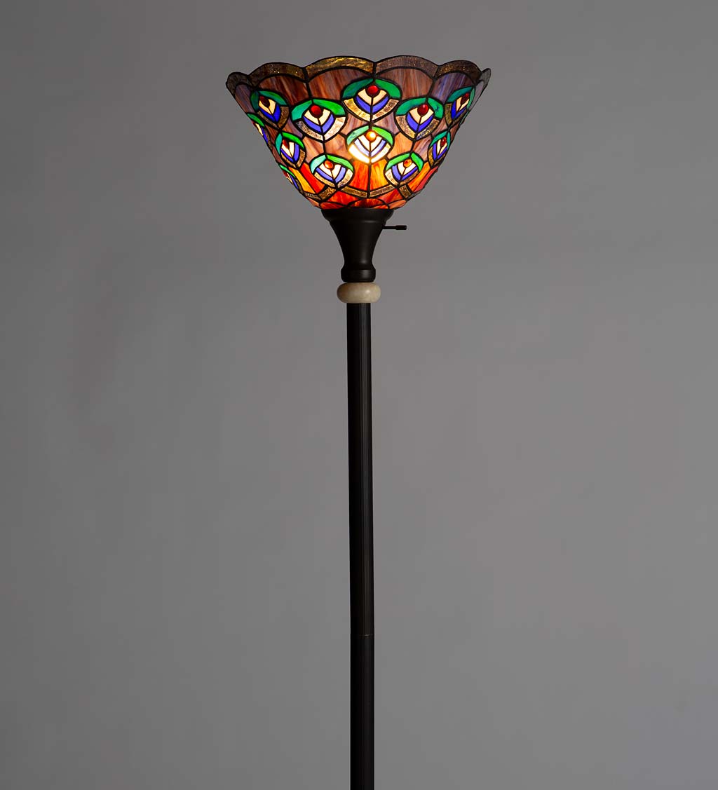 Peacock Stained Glass Floor Lamp