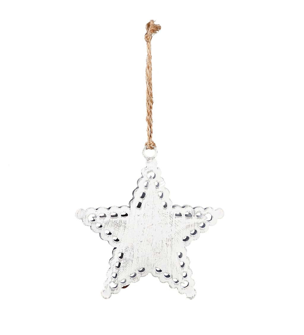 Star and Tree Stamped Metal Christmas Tree Ornaments, Set of 2