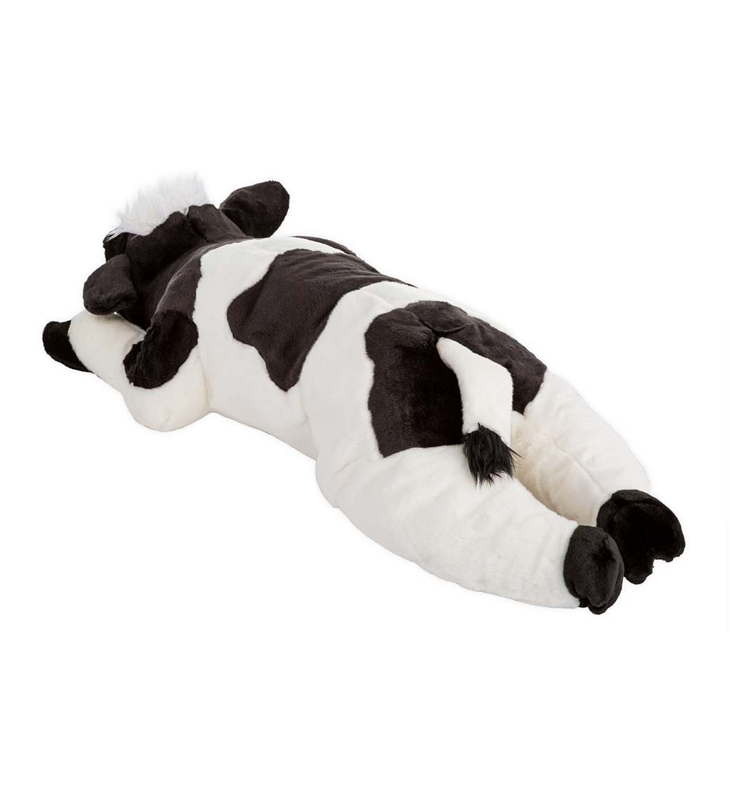 Super Soft Black & White Cow Body Pillow with Beaded Eyes