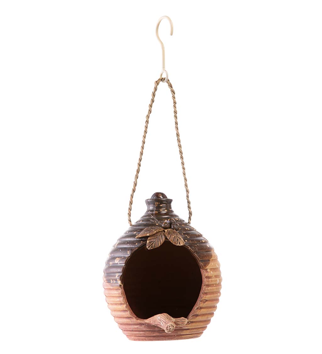 Ceramic Leaf Bird Feeder with Hanging Twine and Hook swatch image