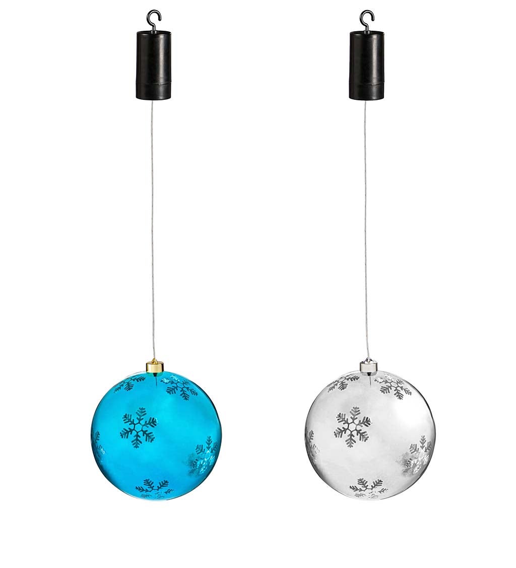 Indoor/Outdoor LED Snowflake Ball Ornaments, Set of 2