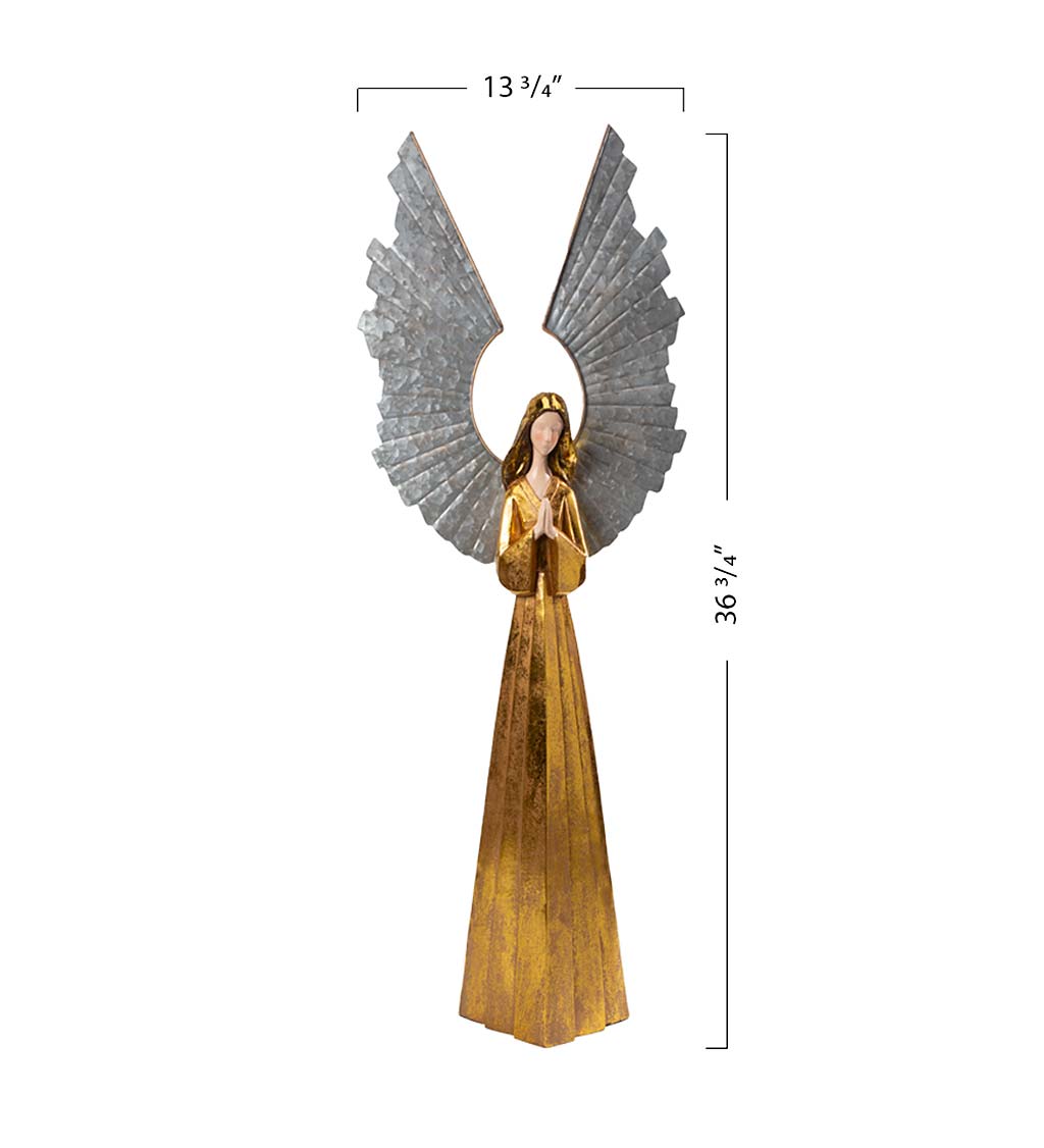 Golden Angels with Raised Metal Wings, Set of 2