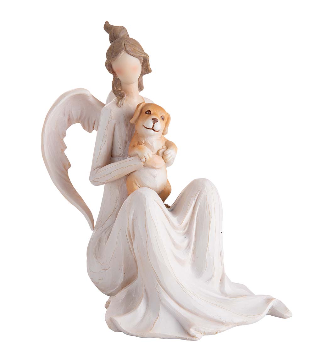 Seated Angel with Dog Indoor/Outdoor Holiday Sculpture