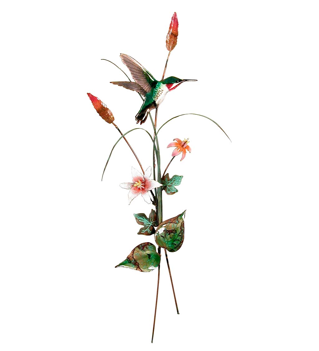 Handcrafted Hummingbird with Lilies Wall Art by Bovano