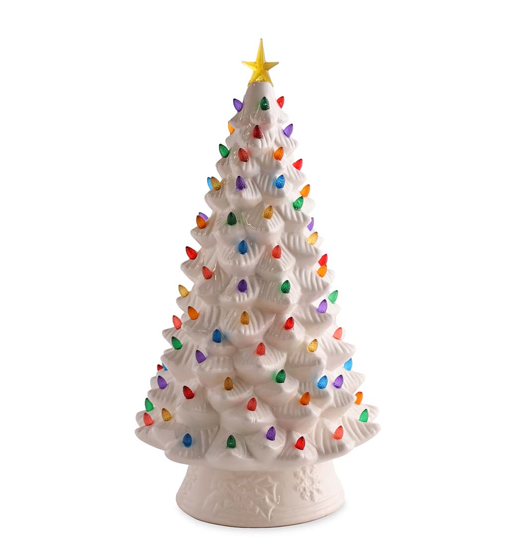 20" Indoor/Outdoor Battery-Operated Lighted Ceramic Christmas Tree swatch image
