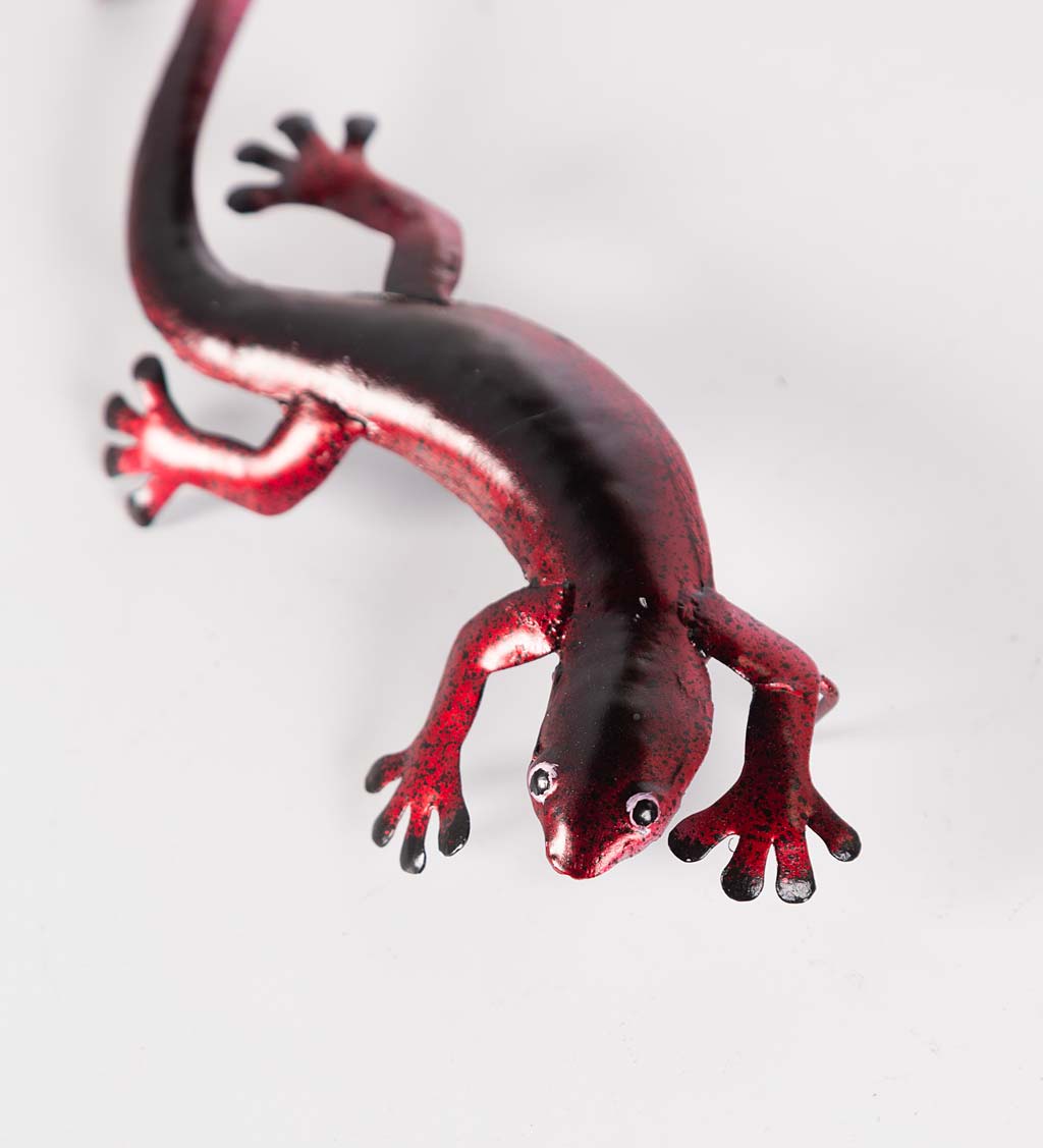Reclaimed Metal Hand-Painted Gecko Pot Hangers, Set of 3
