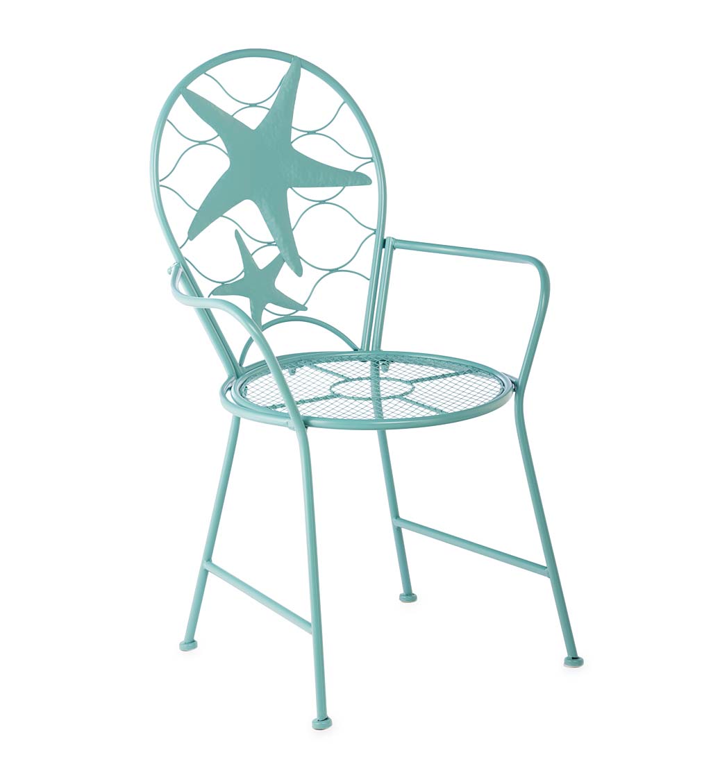 Surf Blue Starfish Metal Table and Chair Set