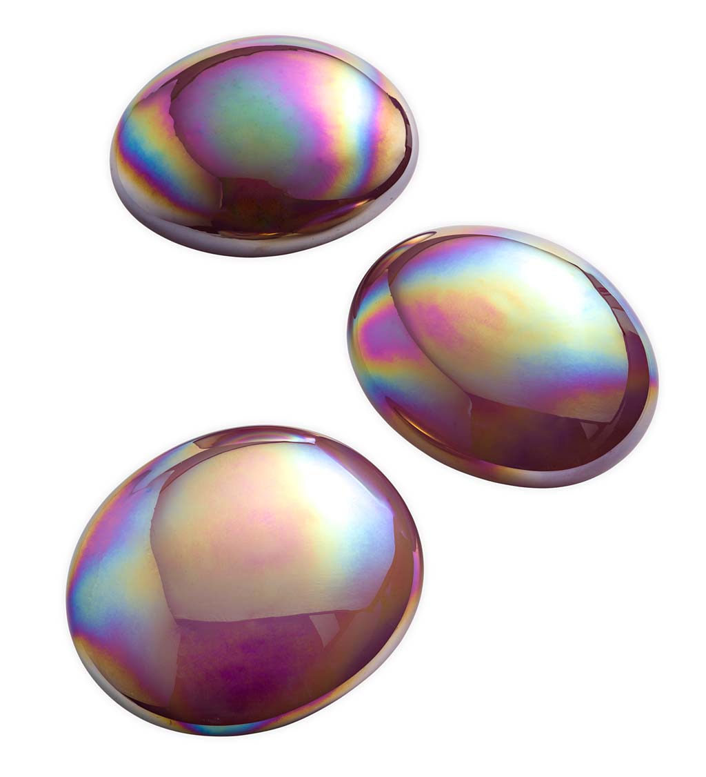 Iridescent Glass Stones, Set of 3