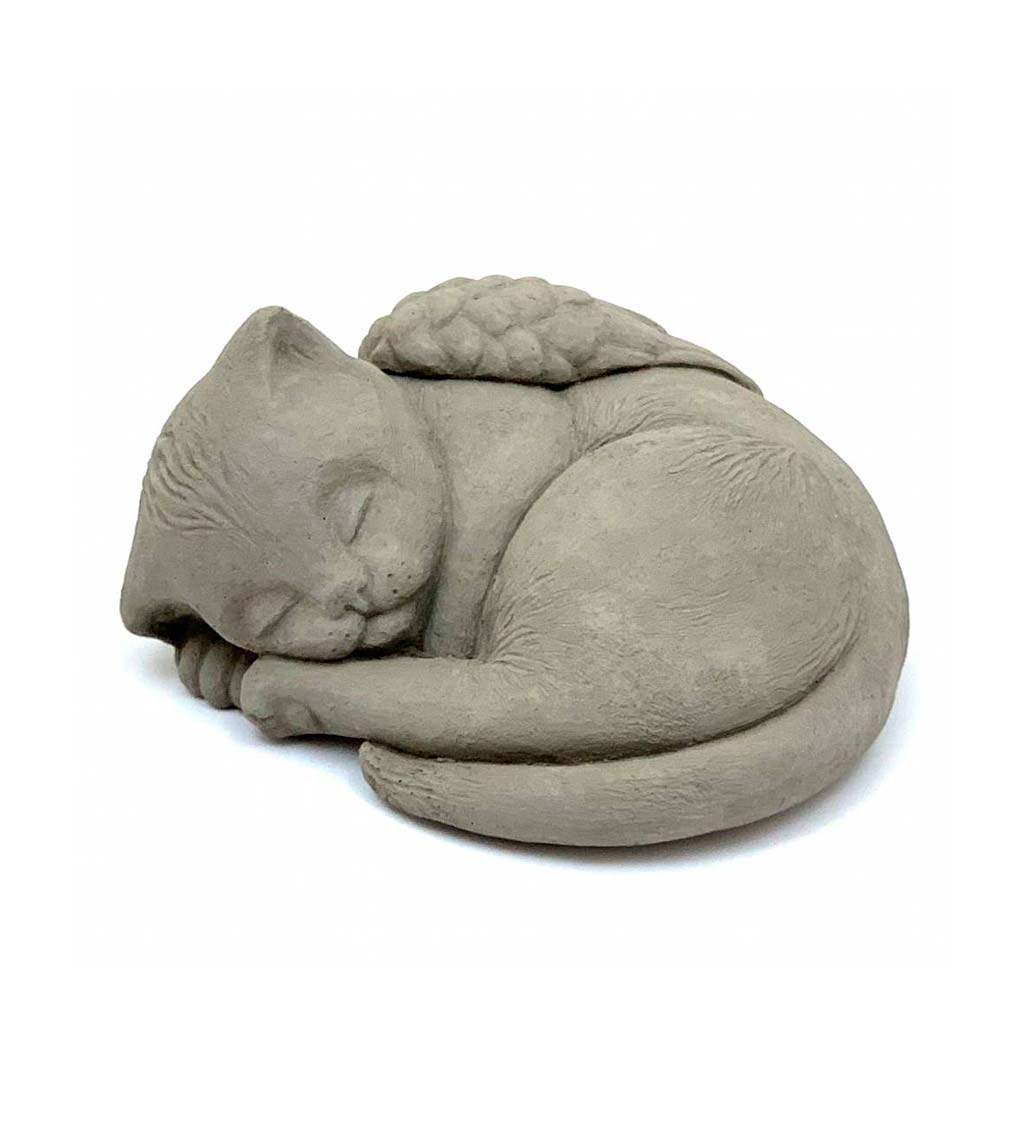 Sleeping Kitten with Angel Wings Pet Memorial Sculpture swatch image