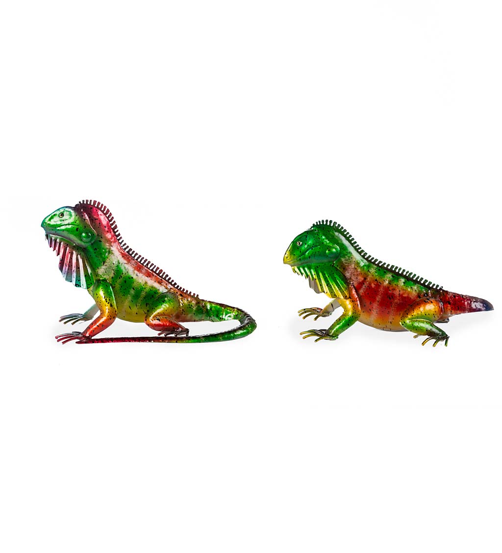 Colorful Iguana Garden Statues, Set of 2
