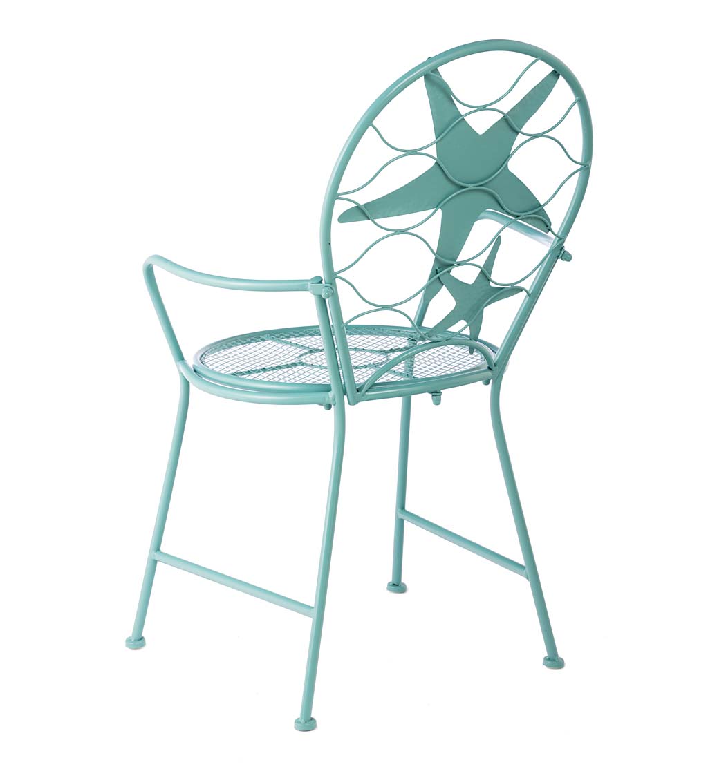 Surf Blue Starfish Metal Table and Chair Set