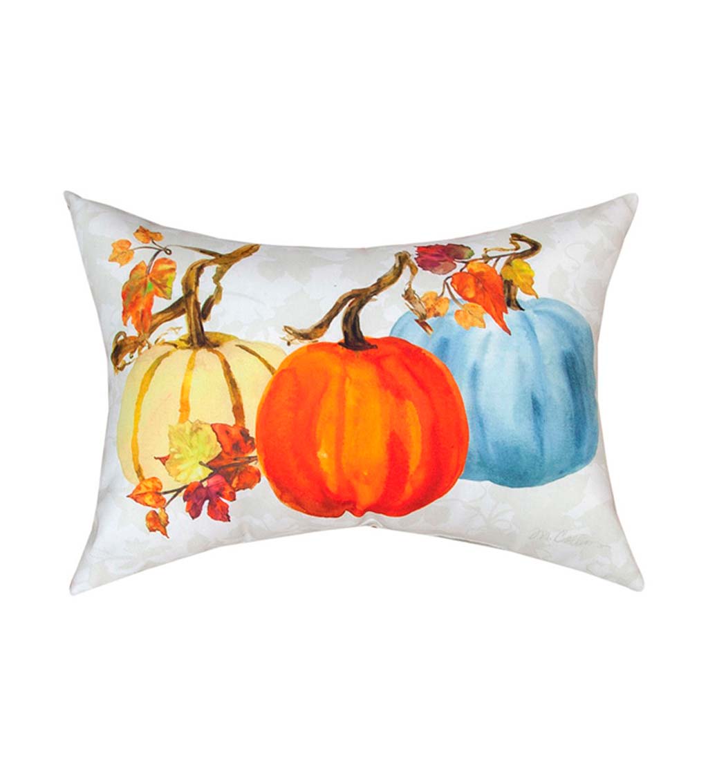 Reversible 18" X 13" Fall Pumpkins Throw Pillow