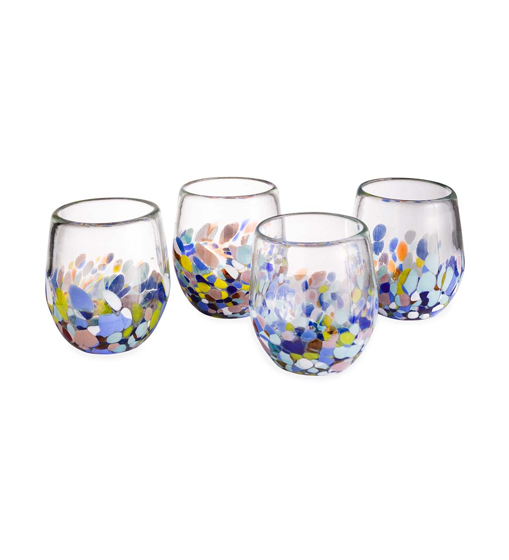 Riviera Recycled Glass 8-Ounce Stemless Wine Glasses, Set of 4