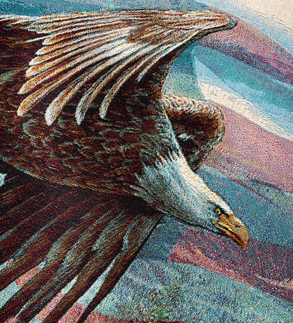 Patriotic Eagle Tapestry Throw with Bible Verse