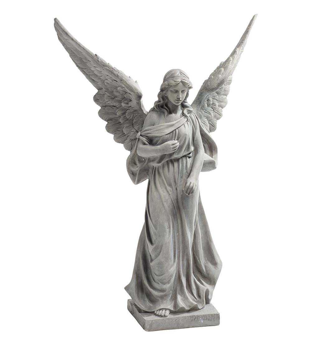 Large Indoor/Outdoor Angel Statue with Raised Wings and Flowing Gown