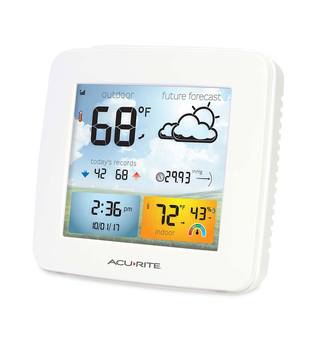 AcuRite Compact Color Weather Forecast Station with White Frame and Wireless Remote Sensor