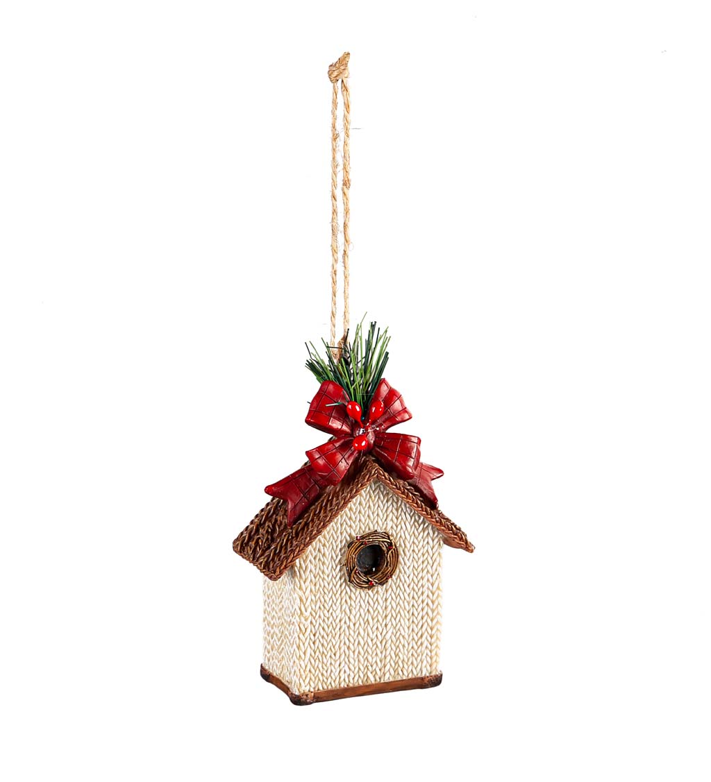 Birdhouse Christmas Tree Ornaments, Set of 2