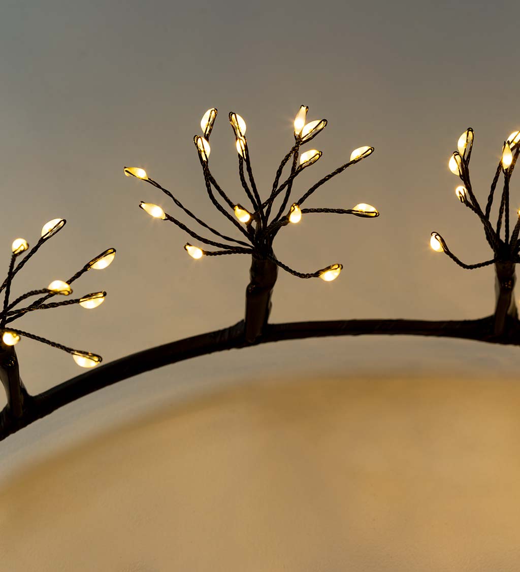 LED Holiday Wreath With Flexible Light Stalks and Feet for Use on Tabletop