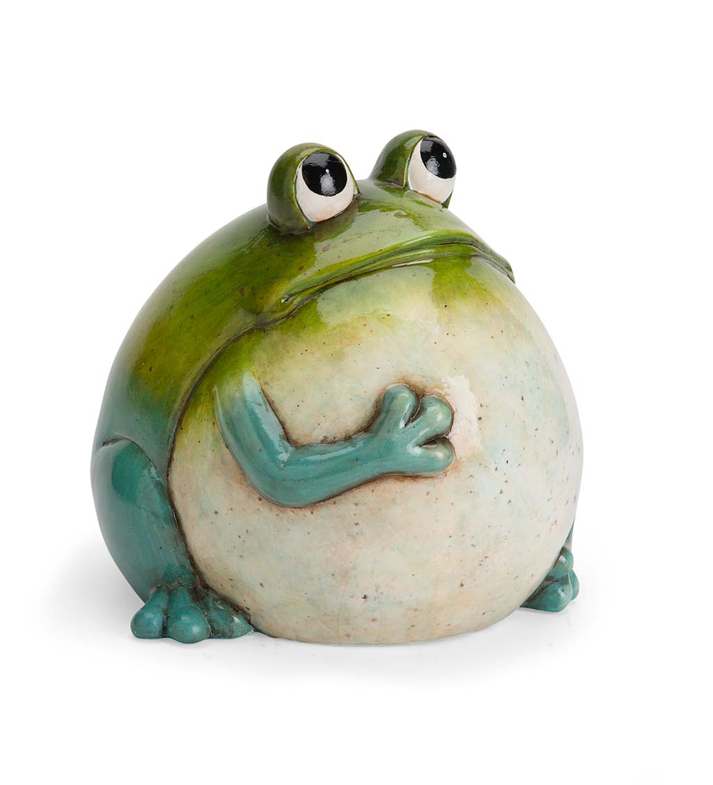 Hand-Painted Indoor/Outdoor Big Belly Ceramic Frog Sculpture
