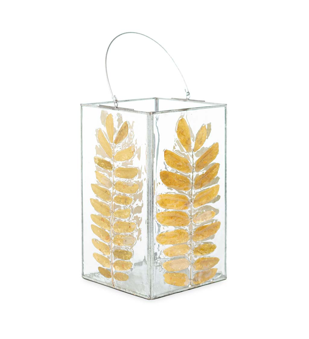 Preserved Leaves Glass Luminary, Large