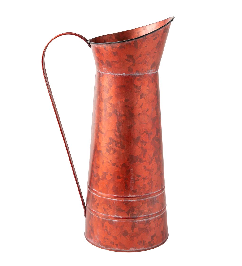 Rustic Copper-Colored Decorative Pitcher with Golden Embossed Leaves