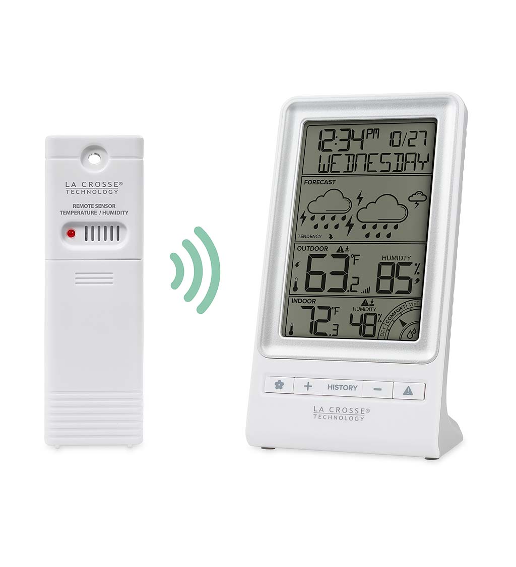 Compact Monochrome Weather Forecast Station with Wireless Remote Sensor