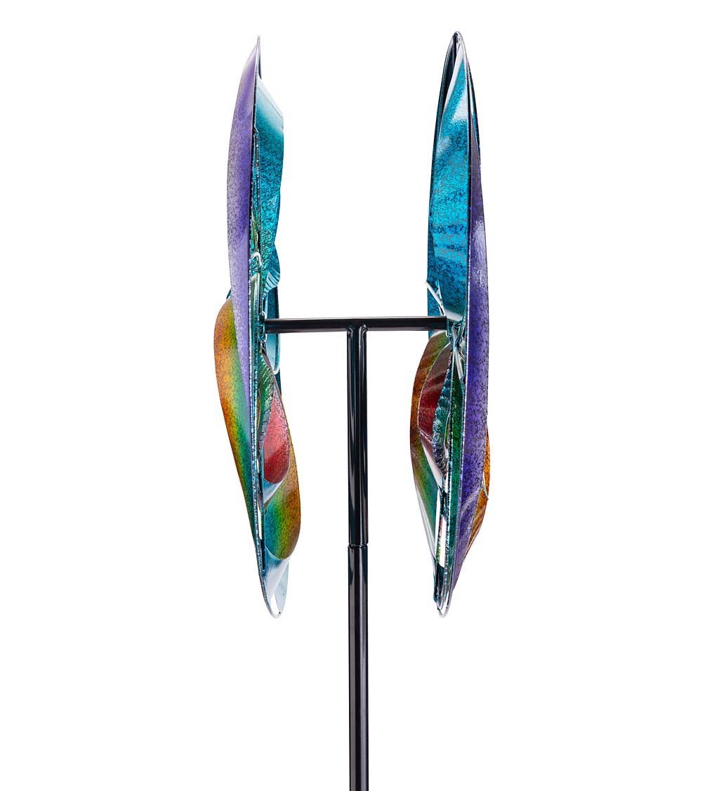 Vibrant Peacock-Inspired Metal Infinity Wind Spinner