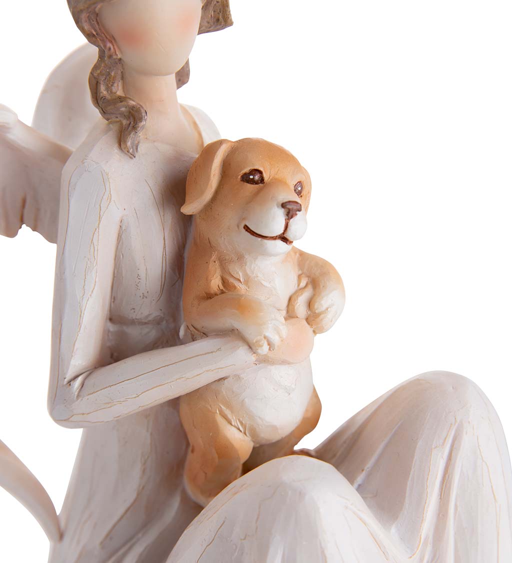 Seated Angel with Dog Indoor/Outdoor Holiday Sculpture