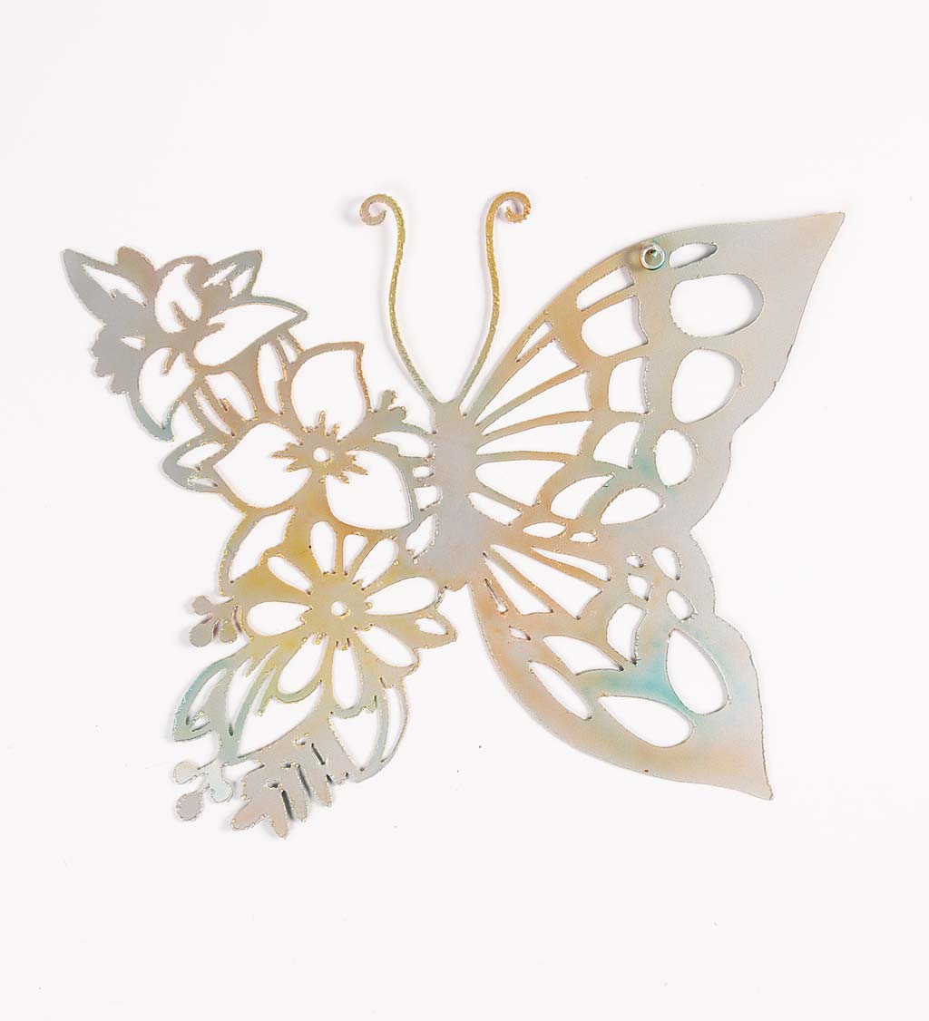 Handcrafted Metal Rainbow Bird and Butterfly Decor