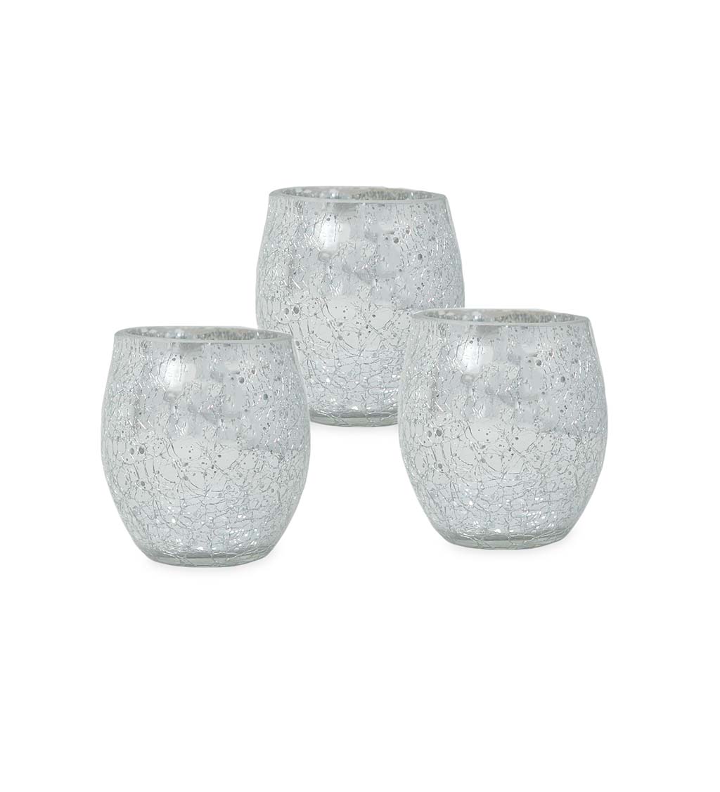 Mercury Glass Votive Holders with LED Tealights, Set of 3 swatch image