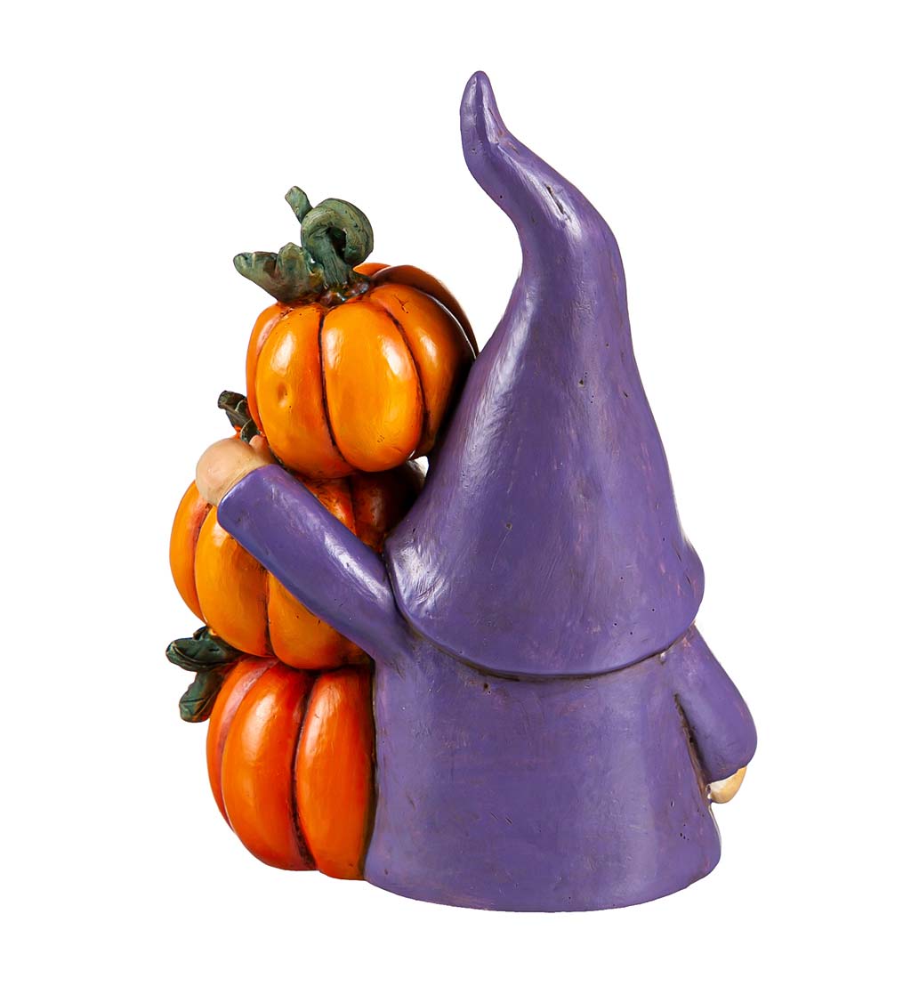 LED Polyresin Color Changing Gnome with Pumpkins Table Décor